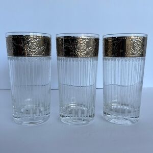 Culver Silver Rimmed Tyrol Highball Set of 3 Vintage 1960's Glasses